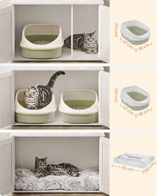 Armário para o caixa de areia gatos com divisória amovível 80 x 53 x 50 cm Branco