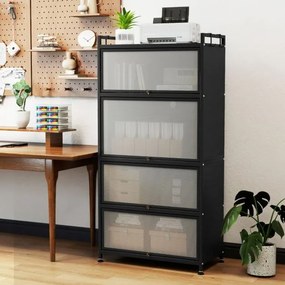 Armário de cozinha 80,5 x 40 x 162 cm de 5 níveis metálico com 4 portas batentes Prateleira com rodas para micro-ondas Preto