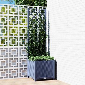 Vaso/floreira jardim c/ treliça 40x40x136 cm PP cinzento azul