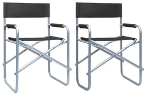 vidaXL Cadeiras de realizador 2 pcs aço preto
