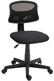 HOMCOM Cadeira de Escritório sem Apoio para os Braços com Encosto de Malha Respirável Altura Ajustável 43x48x78-88 cm Preto