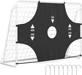 Baliza de Futebol Juvenil 2 em 1, 215 x 77 x 152 cm, Tela de Pontuação Removível, Preto + Branco
