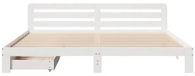 Cama sem colchão 200x200 cm madeira de pinho maciça branco