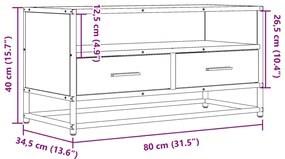 Móvel para TV 80x34,5x40 cm derivados de madeira/metal preto
