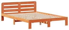 Cama sem colchão 140x190 cm pinho maciço castanho-mel