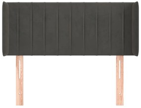 Cabeceira de cama c/ abas veludo 93x16x78/88 cm cinzento-escuro