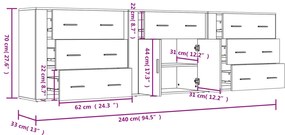 Aparadores 3 pcs derivados de madeira cor carvalho sonoma