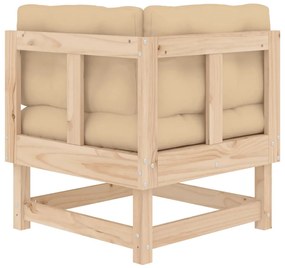 Sofás de canto com almofadões 2 pcs madeira de pinho maciça