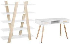 Conjunto de escritório em branco e madeira clara ESCALANTE/FRISCO Beliani