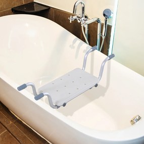 Assento para banheira - Assento suspenso ajustável para banho - Banco de casa de banho - dim. 73-83 x 22 x 18 cm - alumínio e HDPE branco