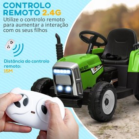 HOMCOM Trator Elétrico com Reboque Amovível Carro Elétrico para Crianç