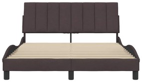 Estrutura de cama sem colchão 140x190 cm tecido castanho-escuro