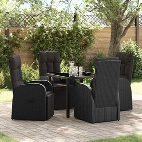 vidaXL Cadeiras de Jardim Reclinado 5 pcs Preto 80 x 80 x 73 cm