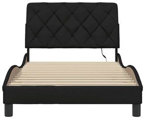 Estrutura de cama com LED sem colchão 100x200 cm tecido preto