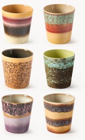 Canecas artesanal com vidrado reativo 70's, conjunto de 6
