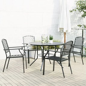 vidaXL Conj. cadeiras jardim encastrar 5pcs aço revestido pó antracite