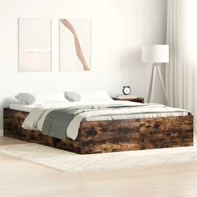 Estrutura de cama 140x190 cm carvalho fumado