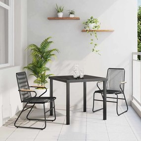 vidaXL Conjunto de Jantar de Jardim com 3 Peças em Rattan PVC Preto