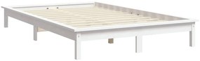 Estrutura de cama de casal 135x190 cm pinho maciço branco