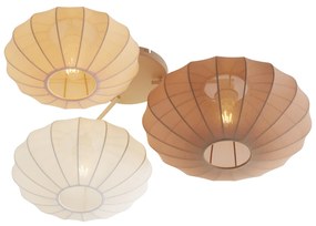 Plafon Japandi branco com bege e castanho 3-luzes - Multi Bida Japandi