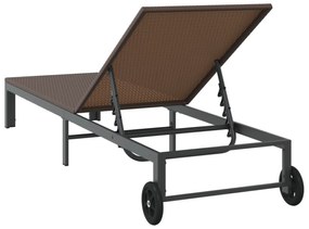 Espreguiçadeira vidaXL com Rodas Castanha em Rattan Poliéster