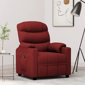 vidaXL Poltrona elevatória tecido vermelho tinto