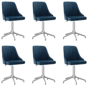 vidaXL Cadeiras de jantar giratórias 6 pcs veludo azul