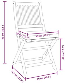 Cadeiras de Jardim Dobráveis vidaXL com Almofada Cinza 4pcs em Madeira