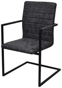 Cadeiras de jantar cantilever 2 pcs couro artificial preto