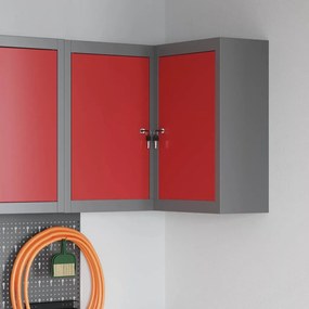 vidaXL Armário de Ferramentas Vermelho e cinzento 55 x 55 x 55 cm