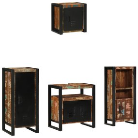 vidaXL Conjunto de Móveis para Banheiro com prateleira com armazenamento com porta 4 pcs