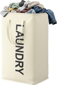 Cesto de roupa suja dobrável, 80 L 40 x 30 x 68 cm Branco creme