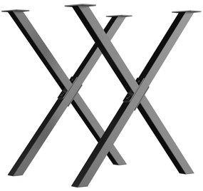 HOMCOM Conjunto de 2 Pés para Mesa Estilo Industrial 40x43cm em Forma de X Pés para Móveis de Aço Preto | Aosom Portugal