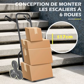 Carro de mão dobrável para escadas, 120 kg, 6 rodas; carro de mão para mudanças em aço com cordas telescópicas, 44 x 67 x 106,5 cm, preto