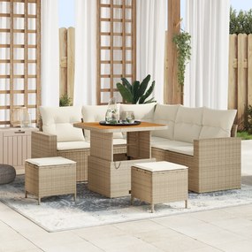 Conjunto de Sofá de Jardim vidaXL com 8 Peças e Almofadas Bege Polirat