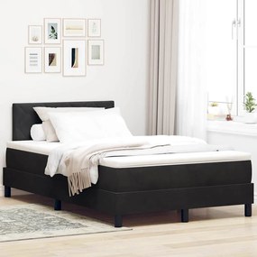 Cama Box com Colchão e LED Preto 120x190 cm Veludo
