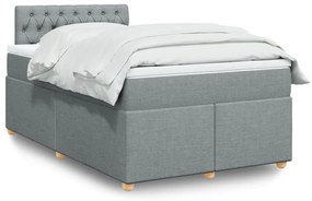 Cama boxspring com colchão 120x190 cm tecido cinzento-claro