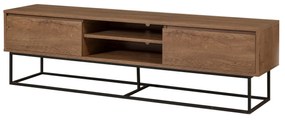Conjunto de Mobiliário de Sala de Estar Laxus – Nogueira/Preto – TV: 1
