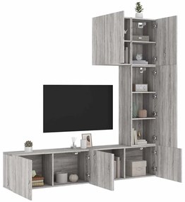 vidaXL 5 pcs móveis de parede p/ TV derivados de madeira cinza sonoma