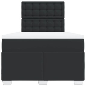 Cama boxspring com colchão 120x190 cm couro artificial preto