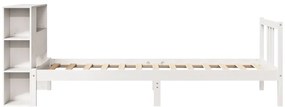 Cama com estante sem colchão 90x200 cm pinho maciço branco
