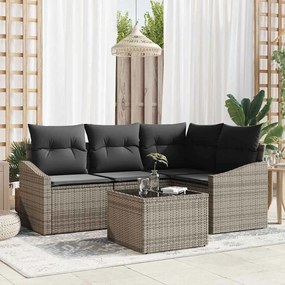 vidaXL Conjunto de Sofá de Jardim de 4 Peças com Almofadas Preto Poliéster