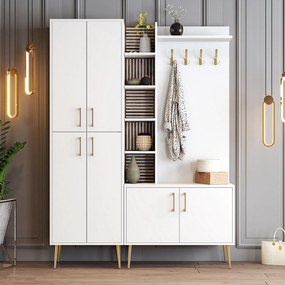 Hall Stand Viyana – Branco e Dourado – 150x202x35 cm