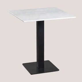Square Livanto Marble Bar Table Mármore Branco & ↔︎ 70 Cm & Preto - Sklum