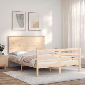 Estrutura de cama com cabeceira 140x200 cm madeira maciça