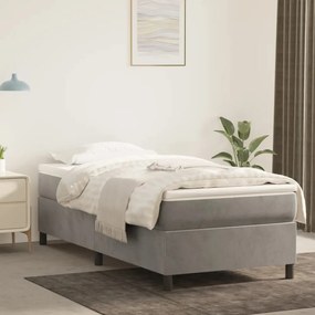 Estrutura de cama sem colchão 100x200 cm veludo cinzento-claro