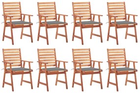 vidaXL Cadeiras de jantar p/ jardim 8 pcs c/ almofadões acácia maciça