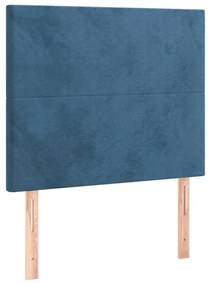 Cama box spring c/ colchão/LED 90x200 cm veludo azul-escuro