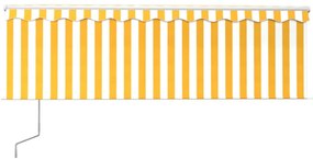 Toldo autom. c/ estore/LED/sensor vento 4,5x3 m amarelo/branco