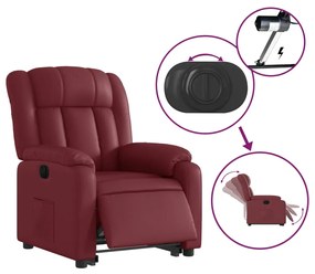 Poltrona reclin. elevatória elétrica couro artif vermelho-tinto